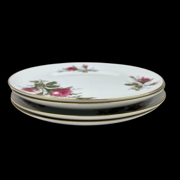 Sango Moss Rose 4 China Salad Plates White Pink Roses 7.5" Japan - Picture 2 of 7